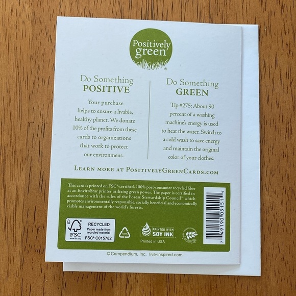 Compendium Positively Green Birthday Card and Envelope - Picture 4 of 4